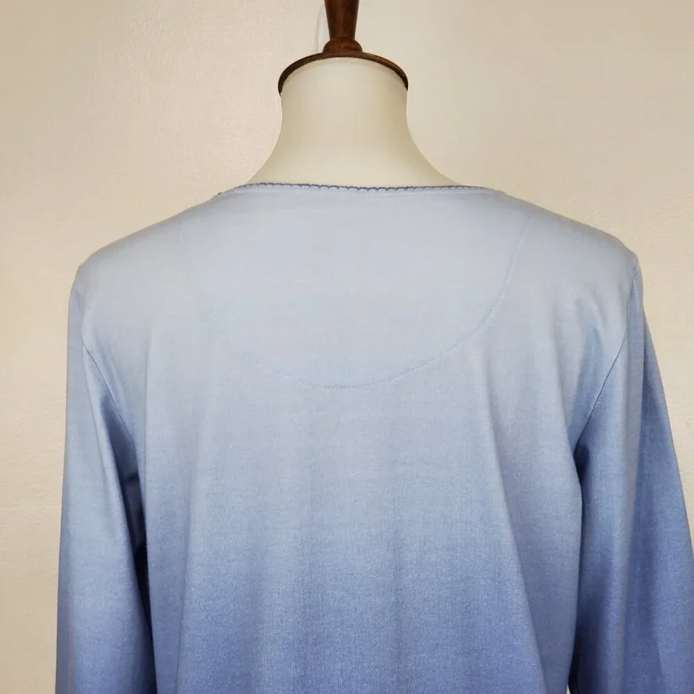 Alfred Dunner Blue Ombre Embroidered Embellished Knit Top NEW NWT Size S - Picture 8 of 14